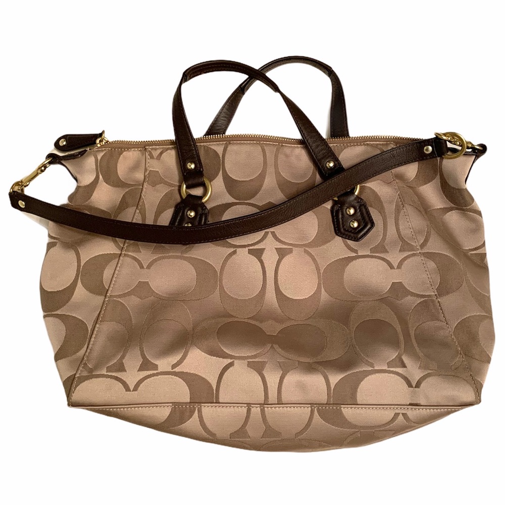 COACH classic signature logo large satchel EUC